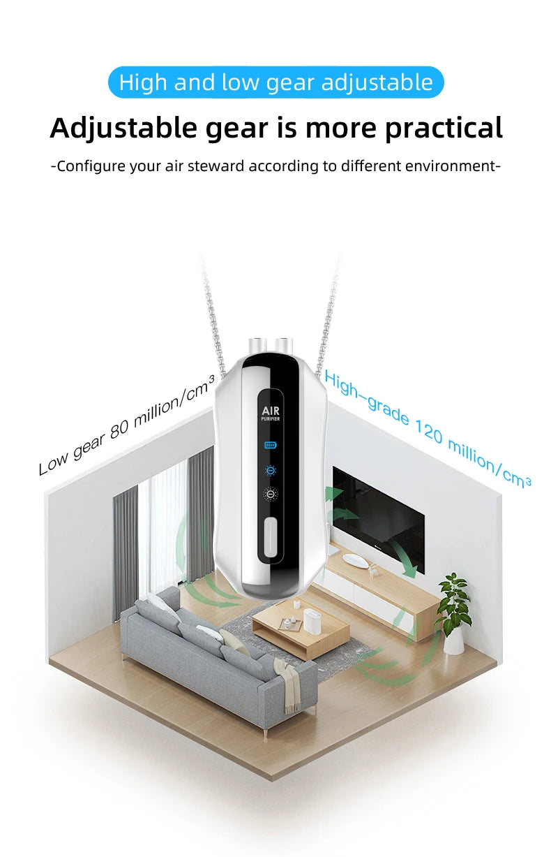Mini Personal Wearable Air Purifie Necklace Negative Ion Generator