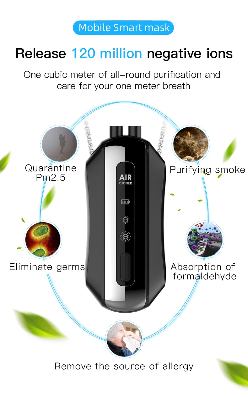 Mini Personal Wearable Air Purifie Necklace Negative Ion Generator