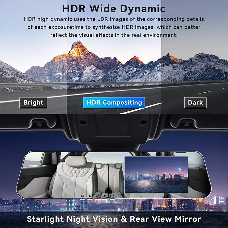 Dash Cam for Cars  4.3Inch Mirror