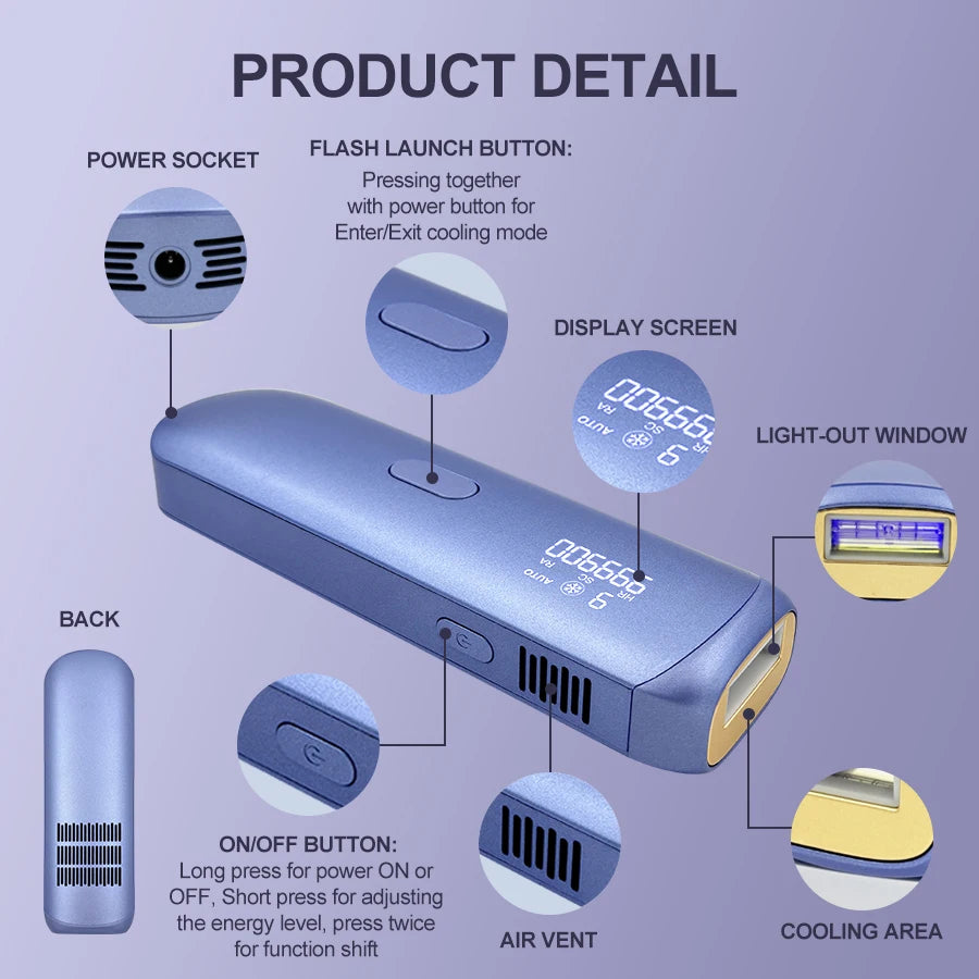 Cooling Laser Hair Removal 3-in-1 IPL Epilator