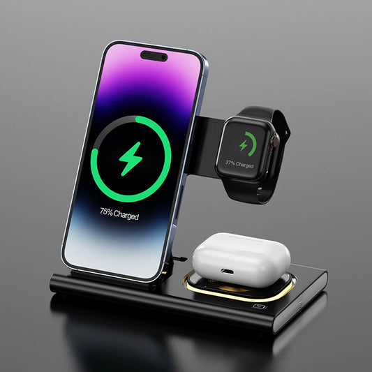 Wireless Charger 3 in 1 30W Stand 
For iPhone Apple Watch 8 7 6 Airpods Foldable  Dock Station