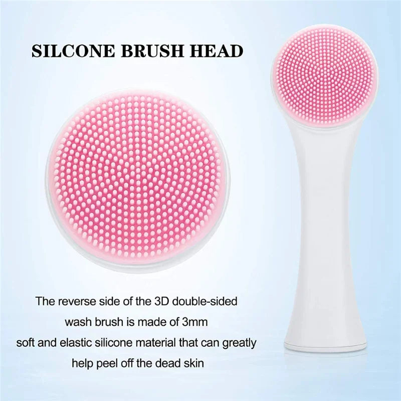 3D double silicone facial cleansing brush