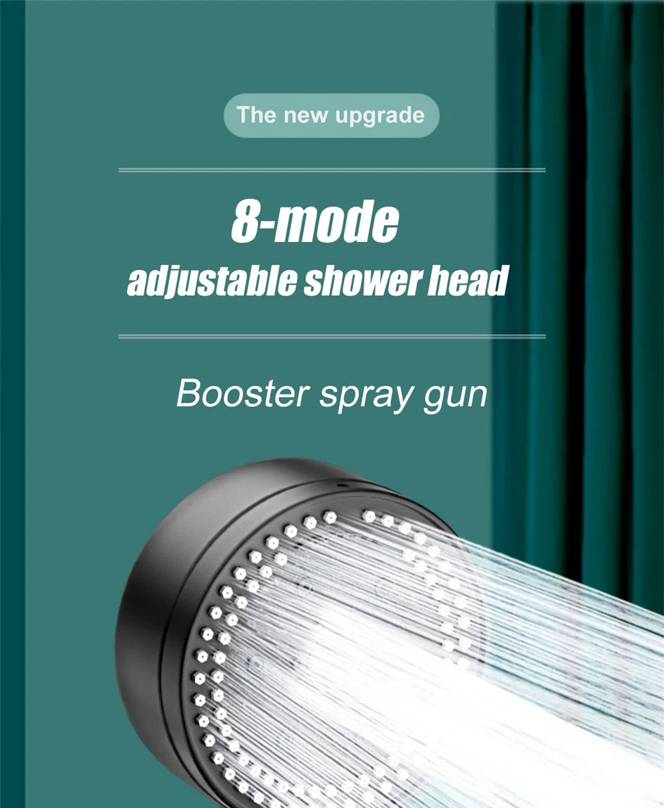 VILOYI 8 Modes Adjustable Shower Head High-pressure Water Saving