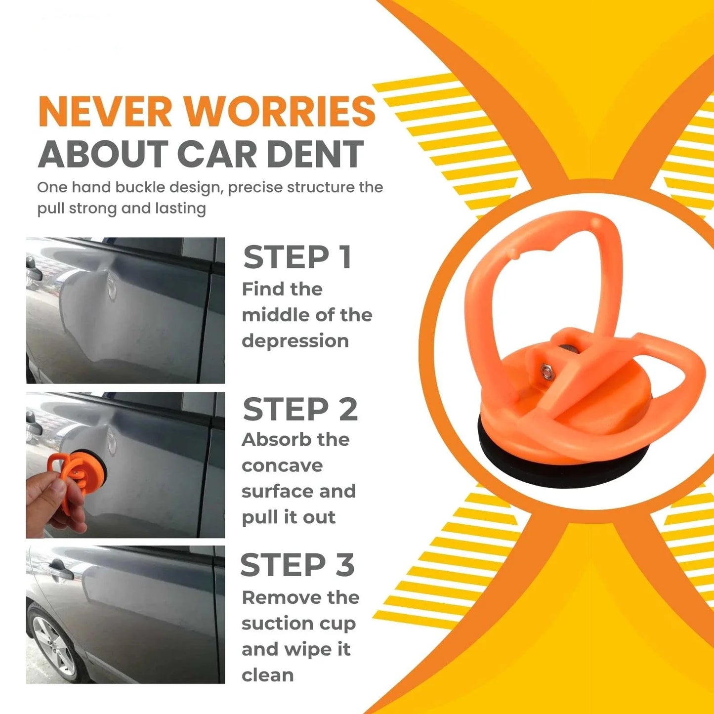 Car Dent Puller with Suction Cups, 2-Pack Dent Remover Tool Kit,