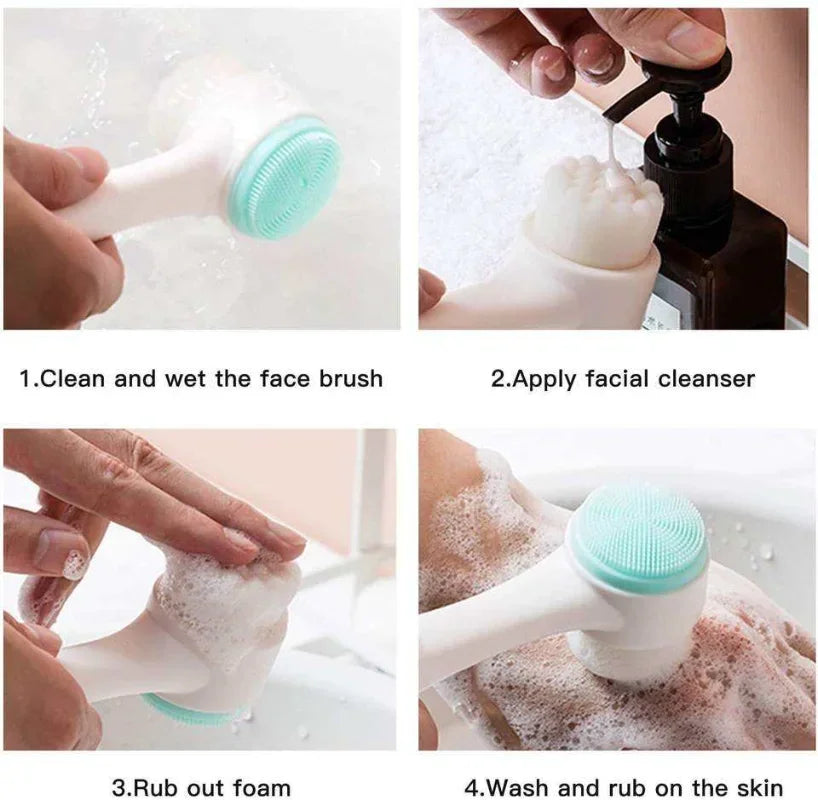 3D double silicone facial cleansing brush