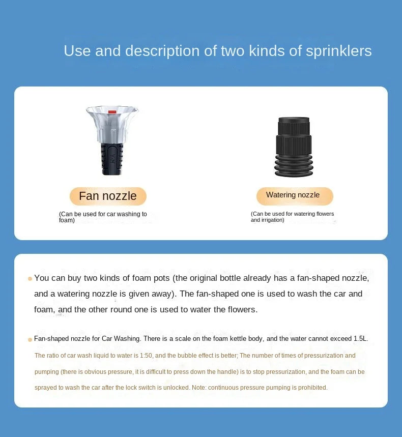 Hand Pump Foam Sprayer with 3 Types of Nozzle