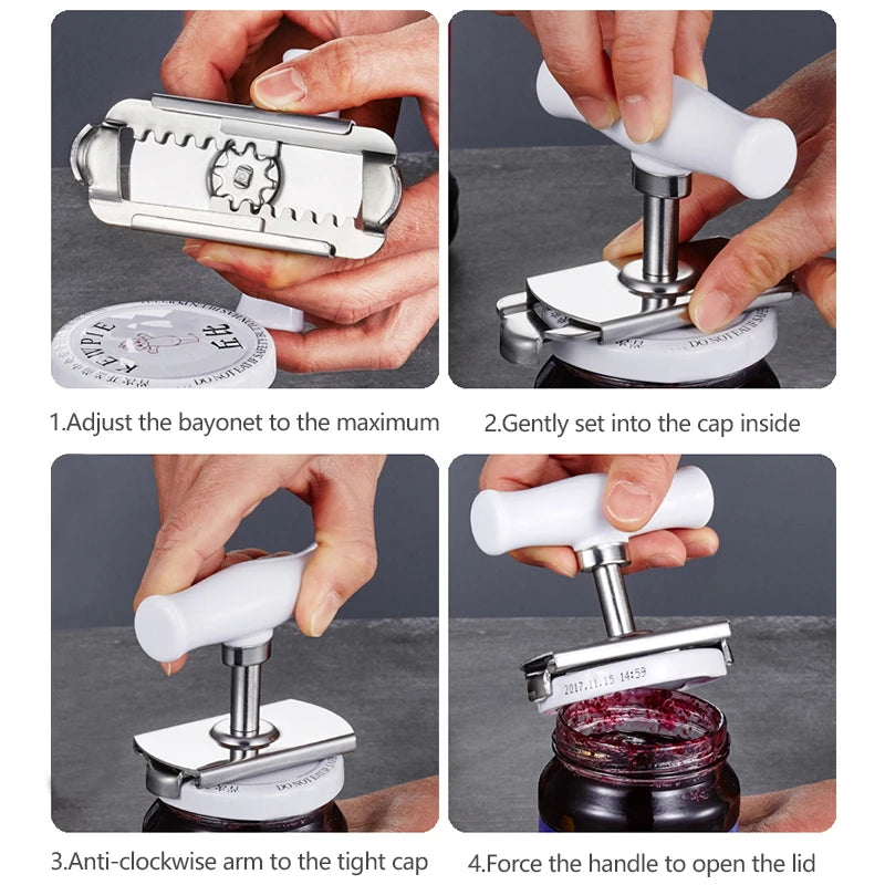 Multi-function Bottle Cap Opener Stainless Steel Adjustable