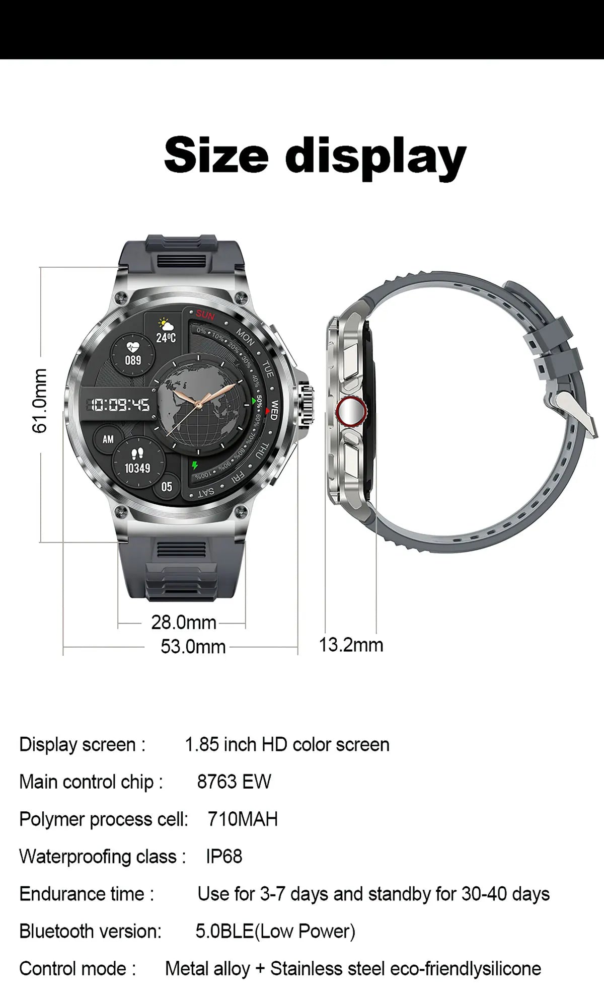 Ultra HD Smart Watch For Huawei Xiaomi 1.85-inch