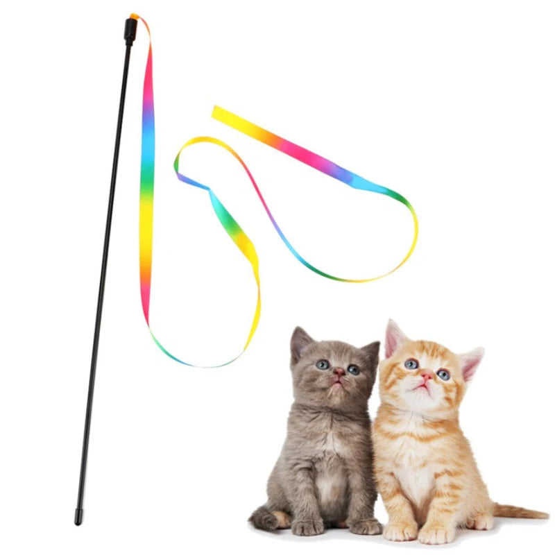 Pet Cat Toys Cute Funny Rainbow Strips Stick