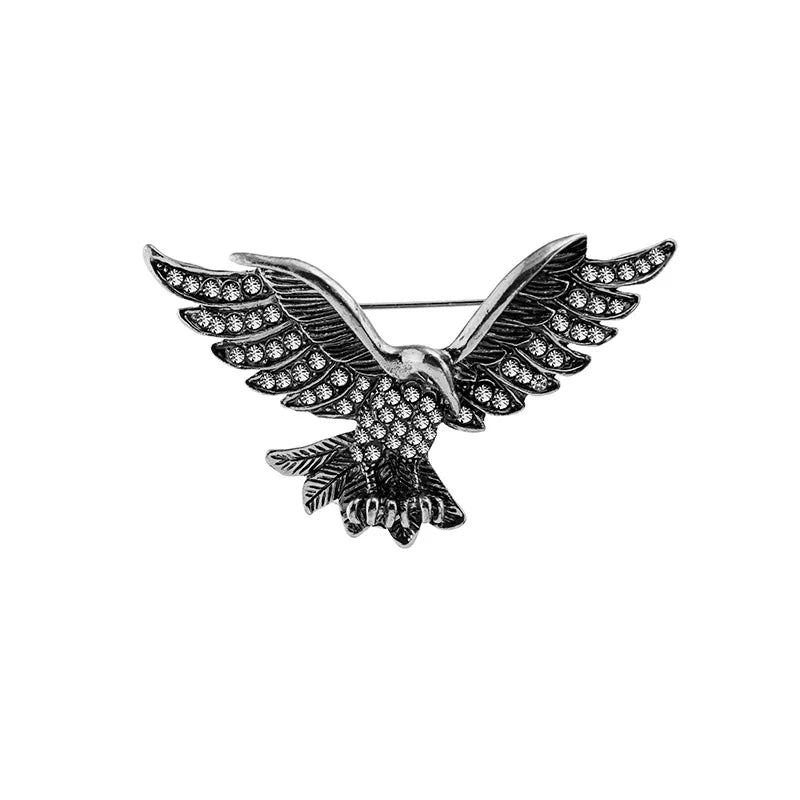 Exquisite Zircon Eagle Animal Badge Brooch Men's Suit Clothing Dress Pin Casual Business Suit Accessories