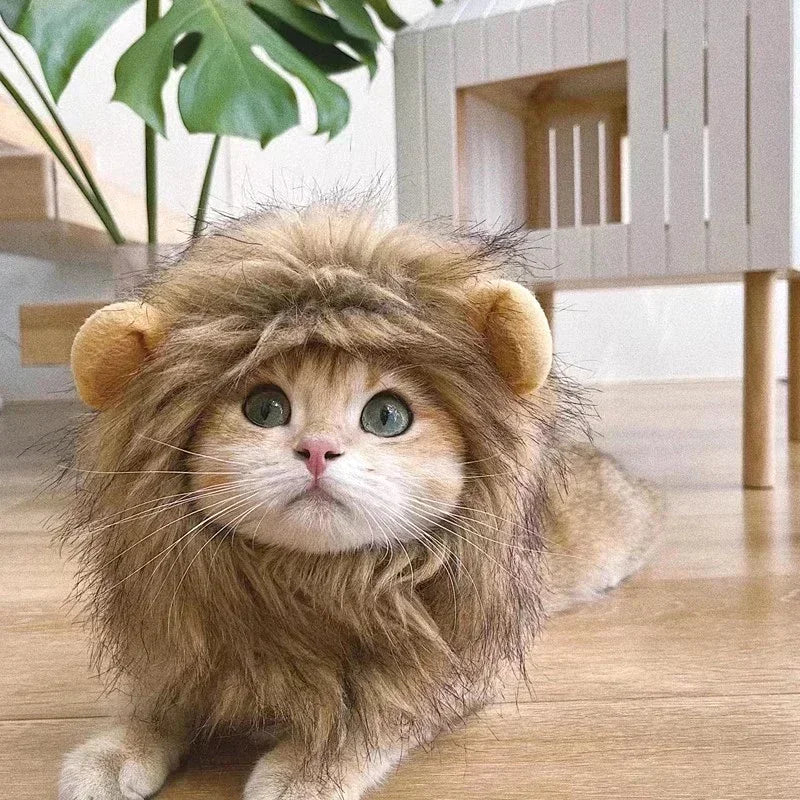 Cat Cosplay Dress Up Pet Hat Lion Mane for Cat Puppy