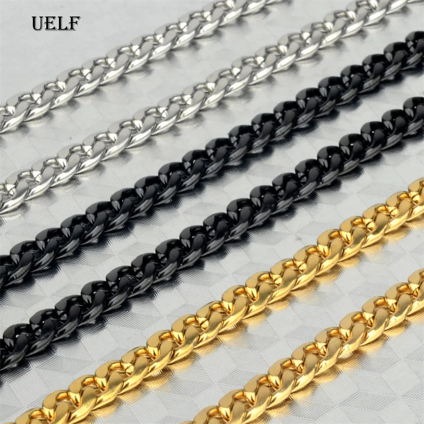 For men and women UELF Size 2-7mm Curb Cuban Link Chain