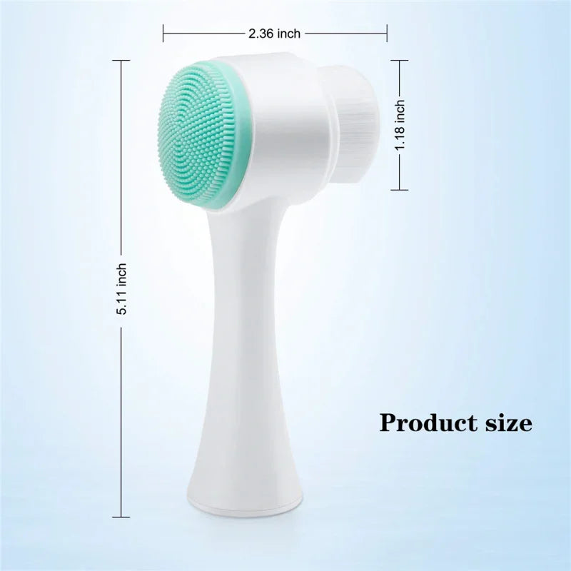 3D double silicone facial cleansing brush