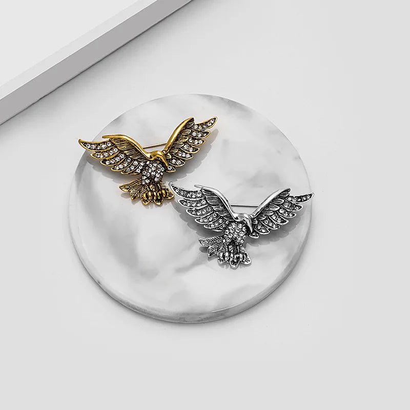 Exquisite Zircon Eagle Animal Badge Brooch Men's Suit Clothing Dress Pin Casual Business Suit Accessories