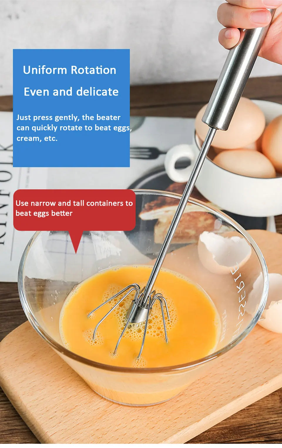 Semi Automatic Mixer Whisk Egg Beater Stainless Steel