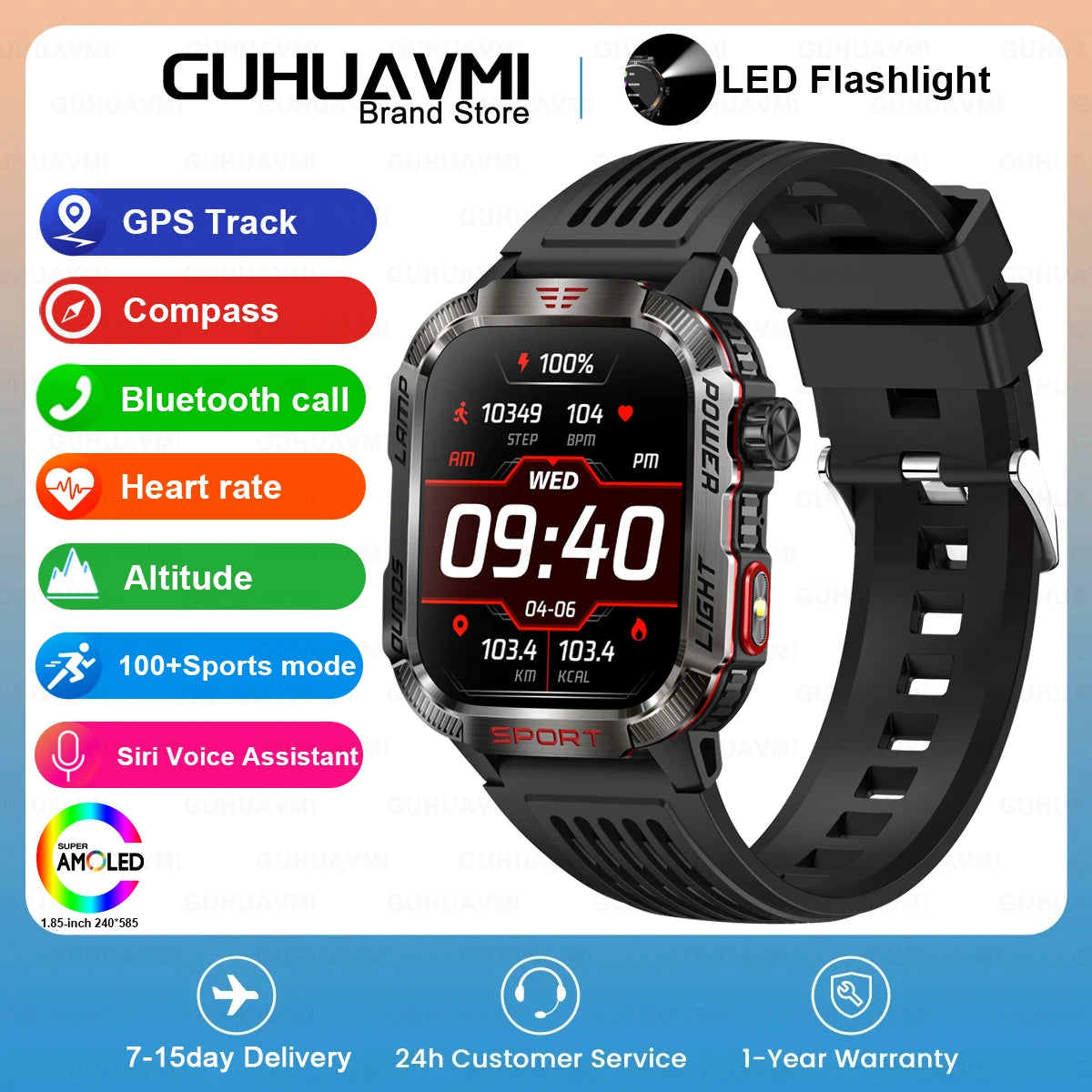 Military Outdoor Sport Smart Watch