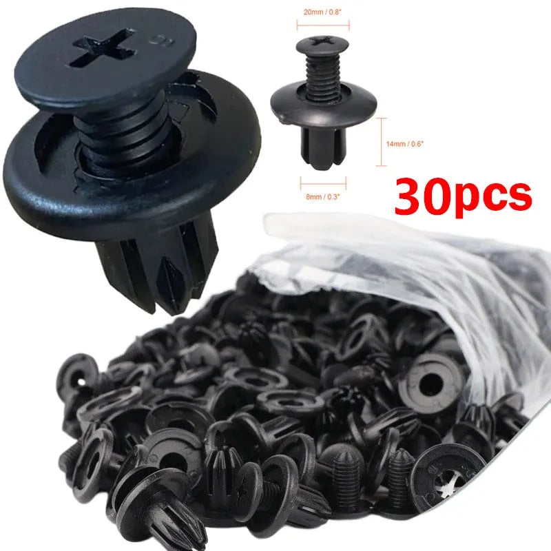 5/100pcs 8mm Plastic Rivets Fasteners Screw Car