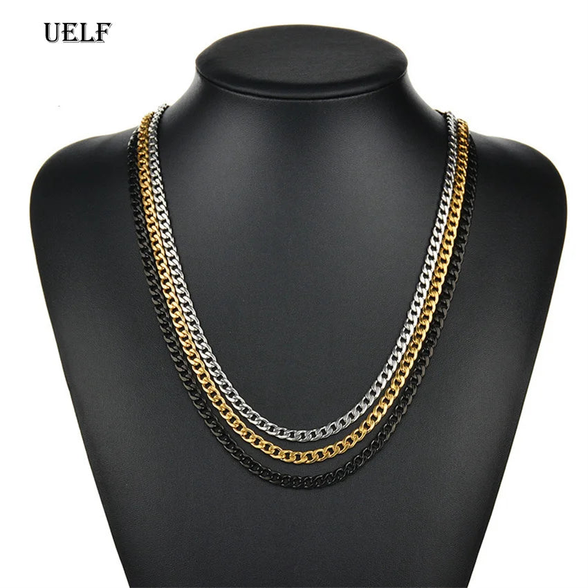 For men and women UELF Size 2-7mm Curb Cuban Link Chain