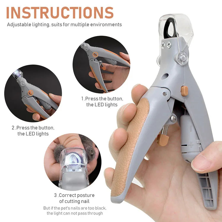 Professional Pet Nail Clipper Scissors With LED Light