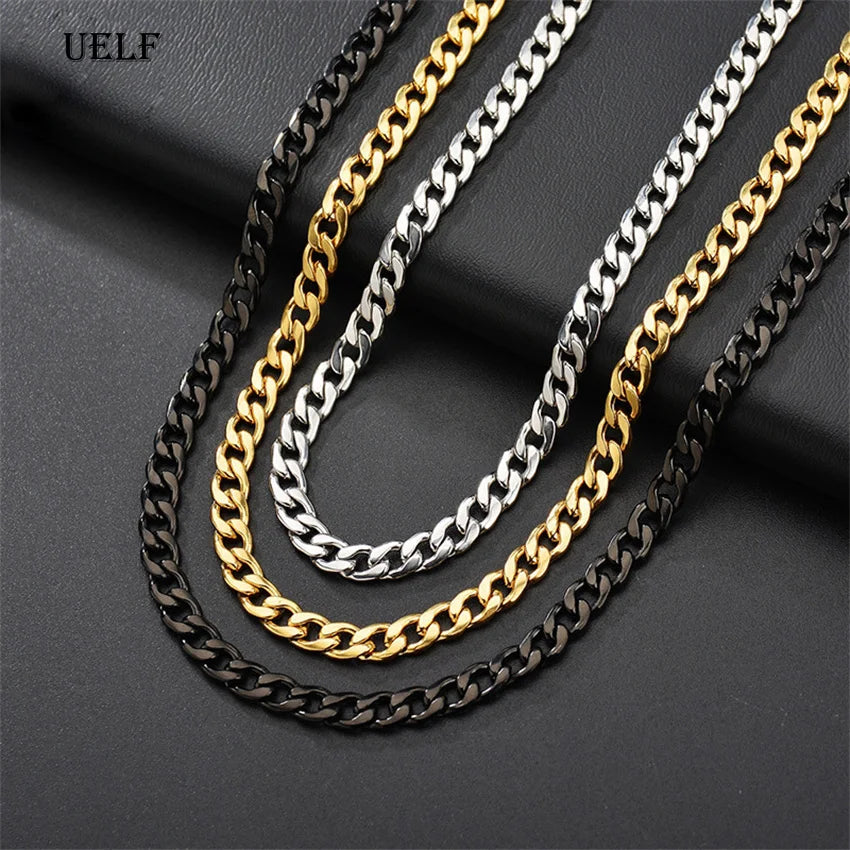 For men and women UELF Size 2-7mm Curb Cuban Link Chain