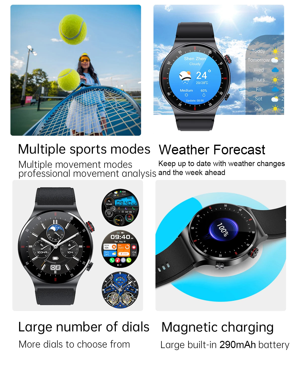 LIGE 1.39inch HD Bluetooth Call Smart Watch