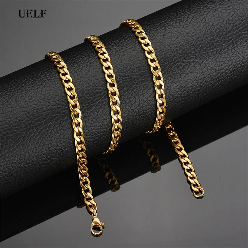 For men and women UELF Size 2-7mm Curb Cuban Link Chain