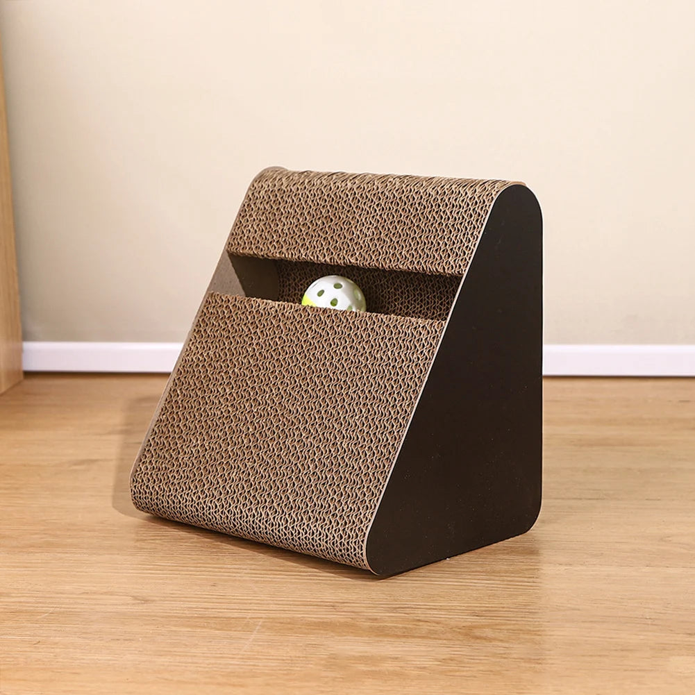 Cat Scratcher Cardboard Triangles Shaped With Spinnings Balls