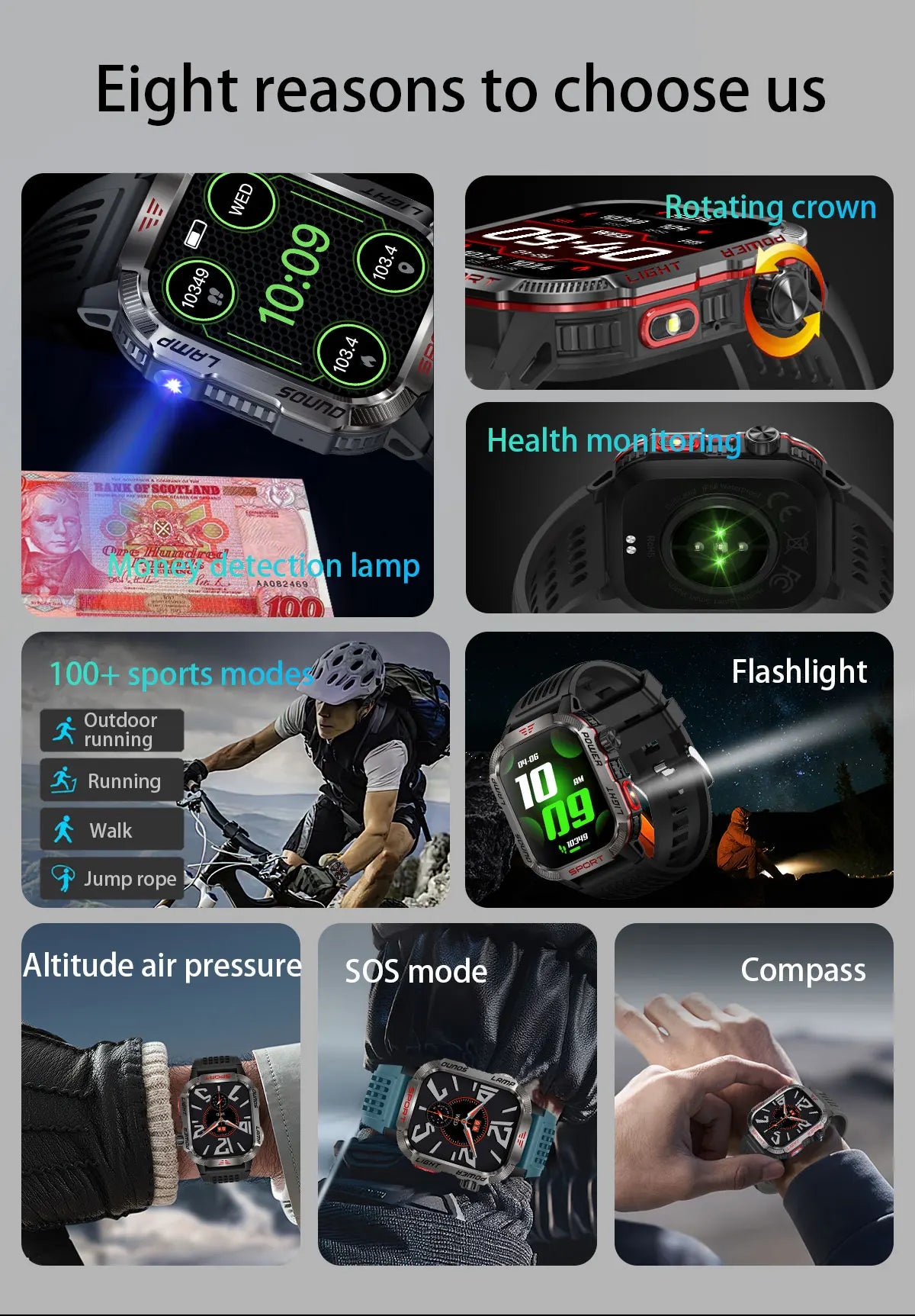 Military Outdoor Sport Smart Watch