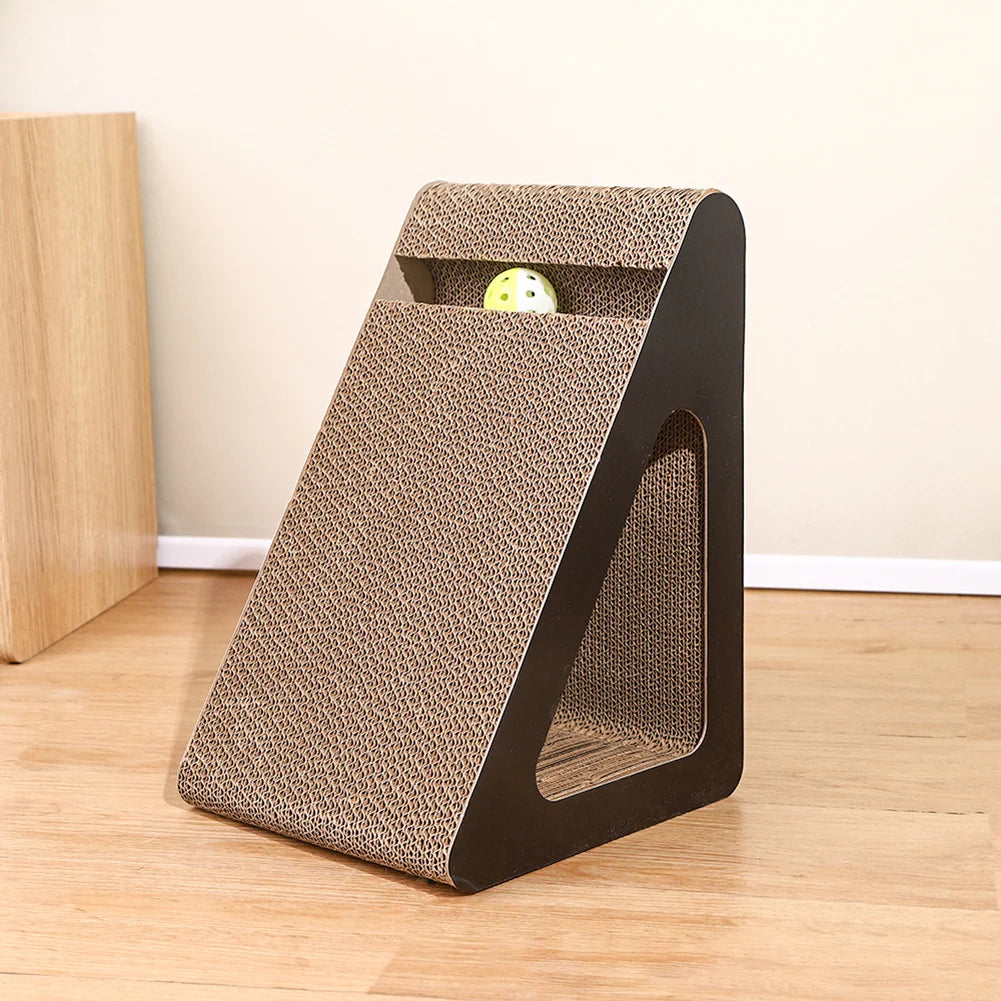 Cat Scratcher Cardboard Triangles Shaped With Spinnings Balls