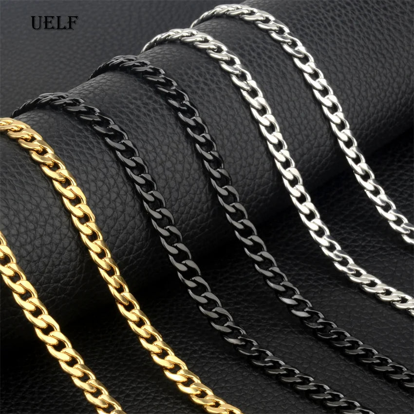 For men and women UELF Size 2-7mm Curb Cuban Link Chain