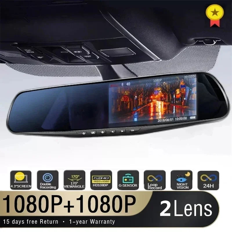 4.3 Inch Driving Recorder Car DVR Rearview Mirror