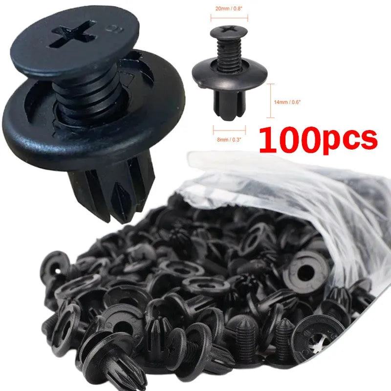 5/100pcs 8mm Plastic Rivets Fasteners Screw Car