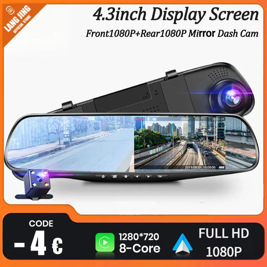 Dash Cam for Cars  4.3Inch Mirror