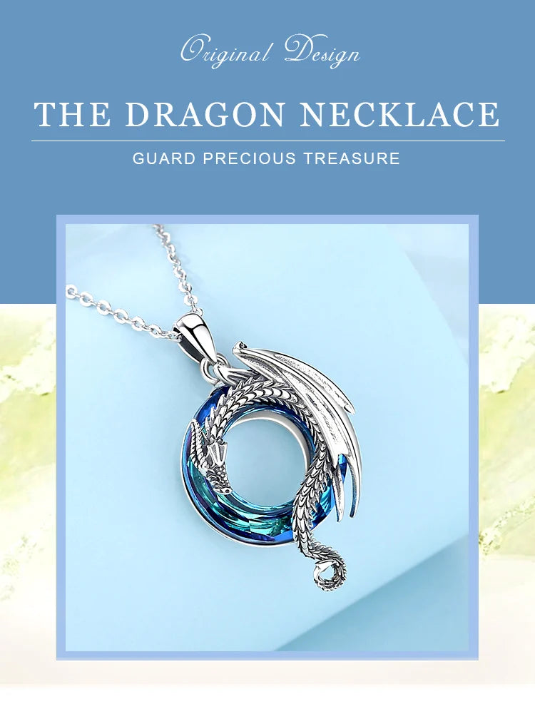 Eudora Real 925 Sterling Silver Dragon Neckalce for Women