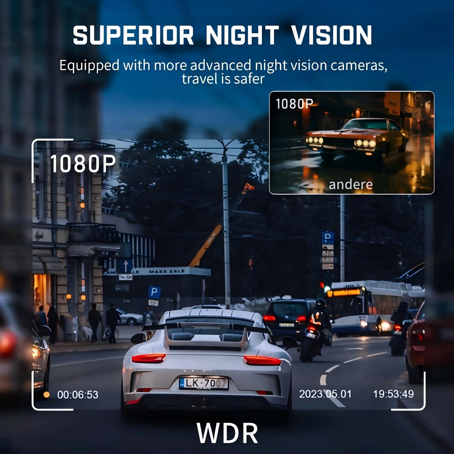 Car Dash Cam with GPS Night Vision