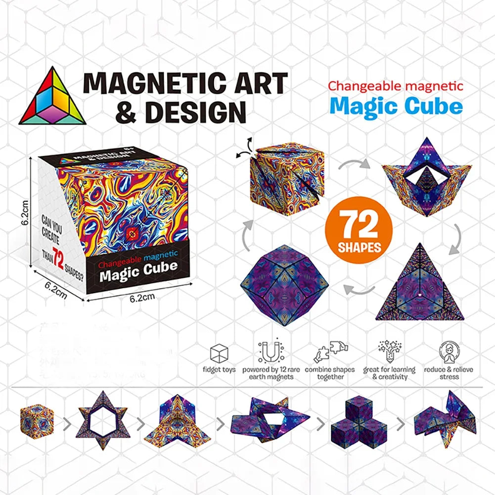 Variety Geometric Changeable Magnetic Magic Cube
 Anti Stress 3D Hand Flip Puzzle Cube
 Kids Stress Reliever Fidget Toy