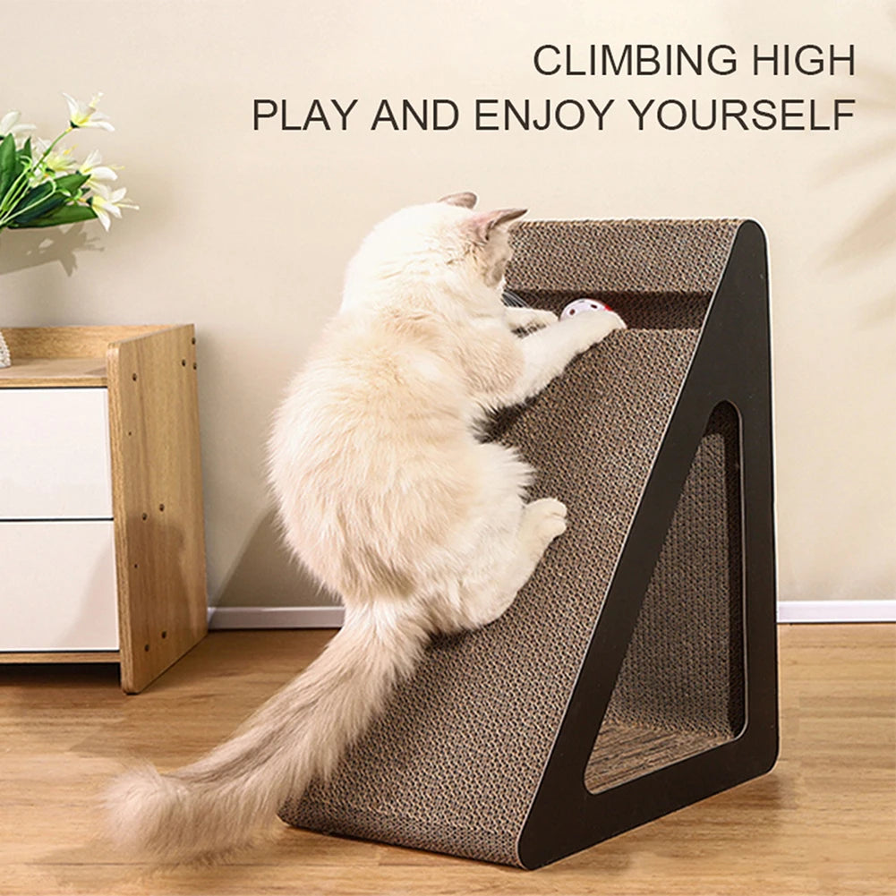 Cat Scratcher Cardboard Triangles Shaped With Spinnings Balls