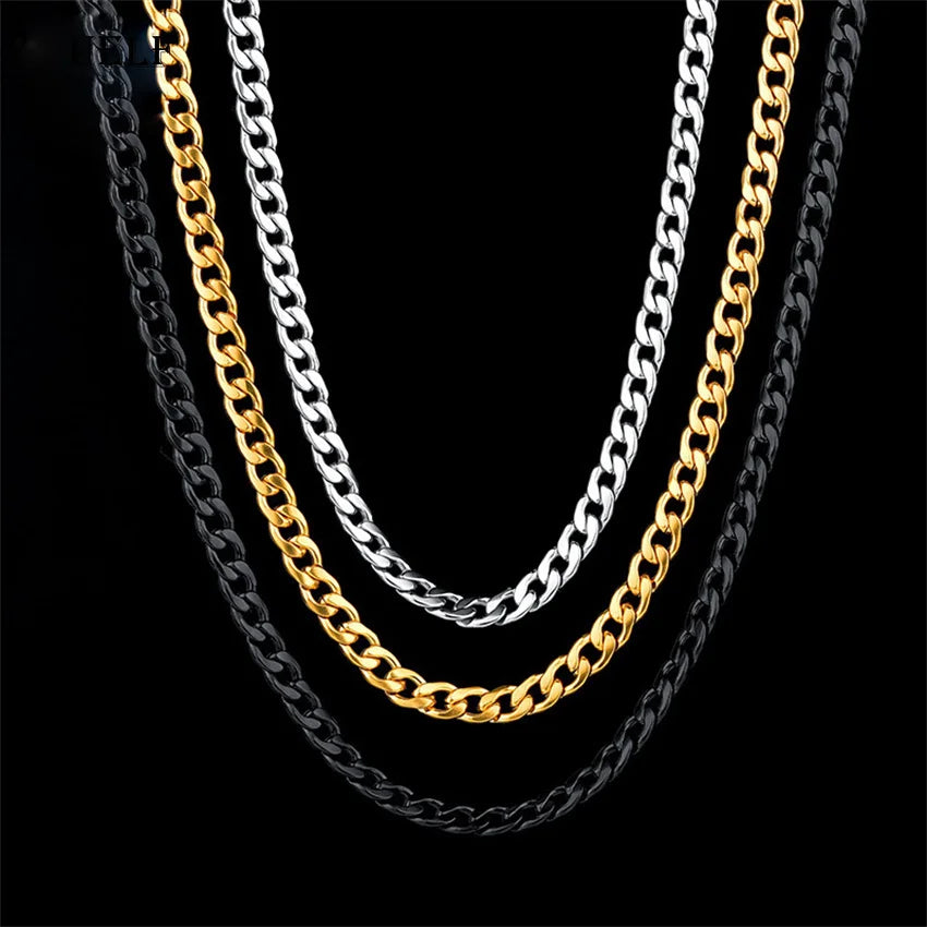 For men and women UELF Size 2-7mm Curb Cuban Link Chain