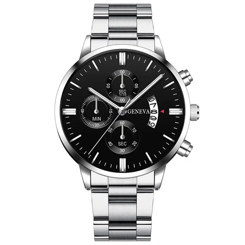 Fashion Men Black Stainless Steel Watch