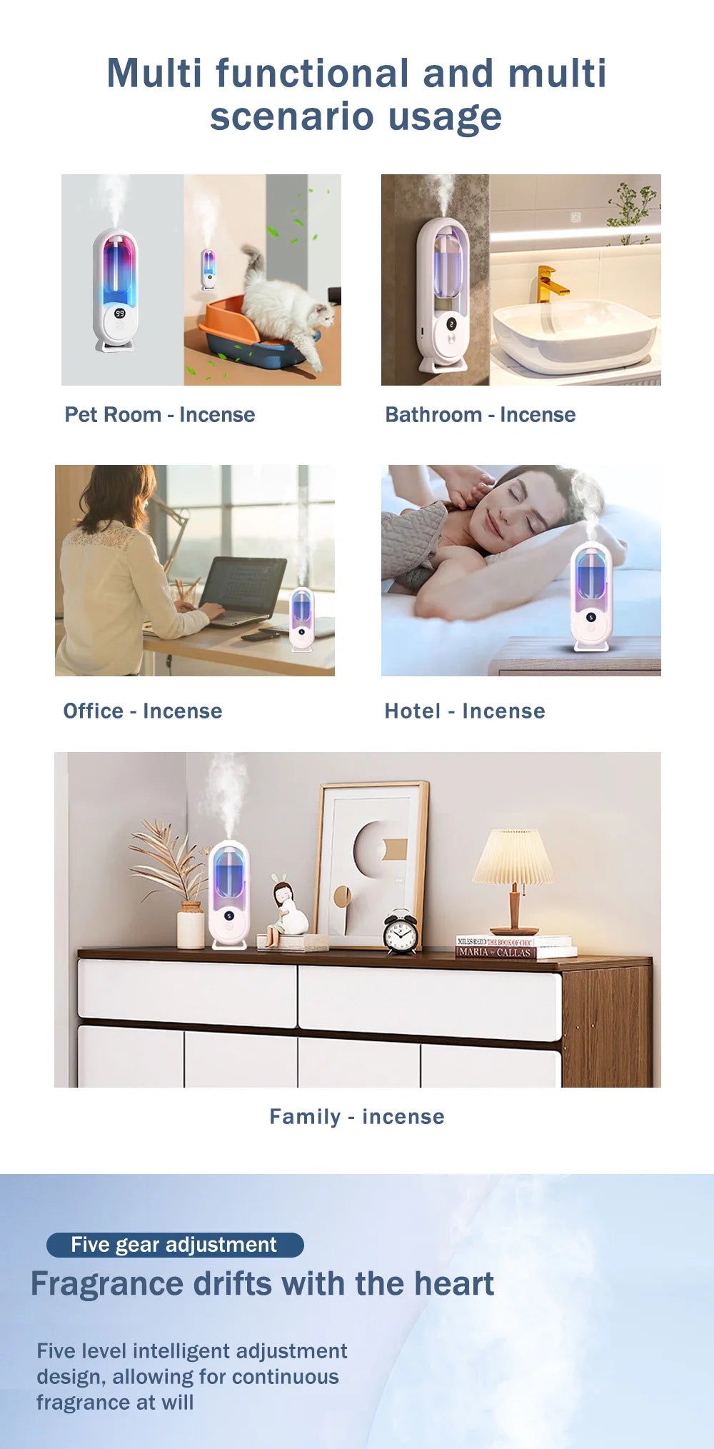 Rechargeable 5-mode aromatic diffuser