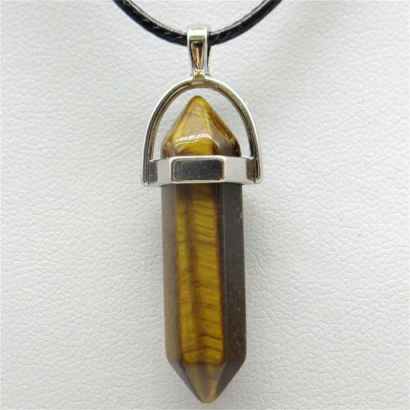 Natural Tiger Eye Stone Quartz Crystal Agates Hexagonal Column Shape