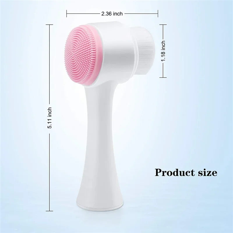 3D double silicone facial cleansing brush