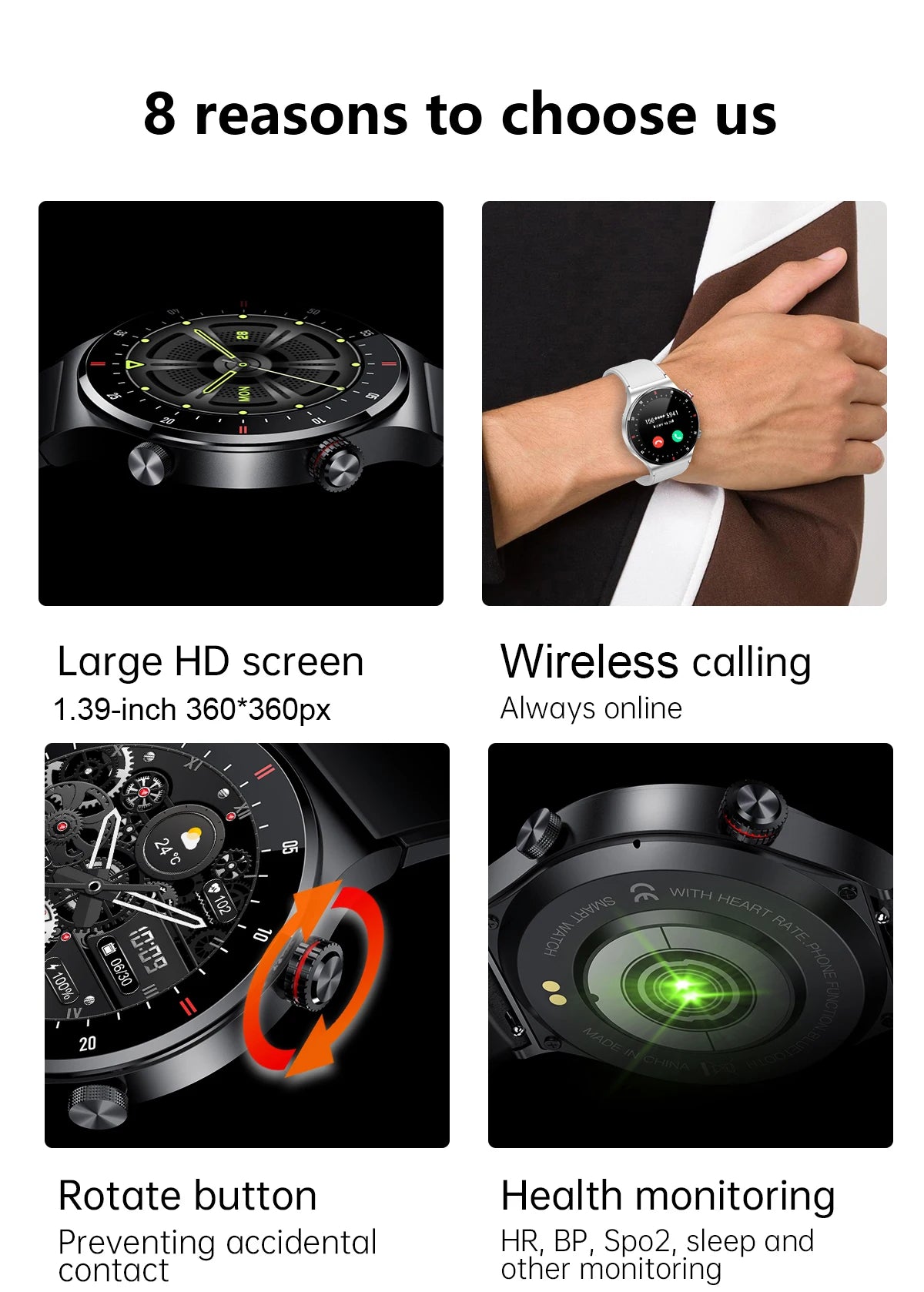 LIGE 1.39inch HD Bluetooth Call Smart Watch