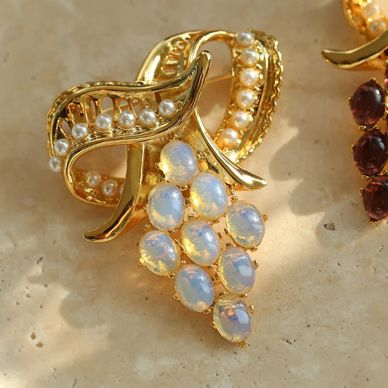 Brass With 18K AAA Colorful Crystal Retro Brooches