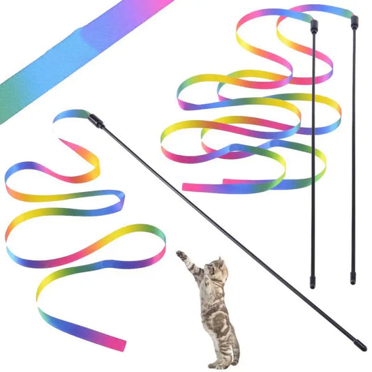 Pet Cat Toys Cute Funny Rainbow Strips Stick