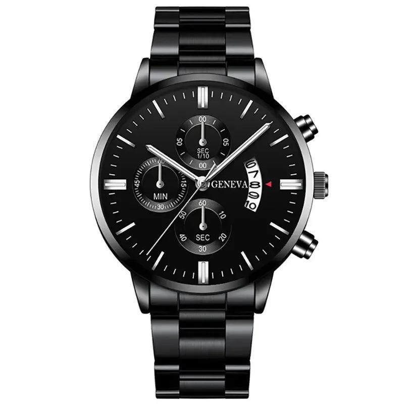 Fashion Men Black Stainless Steel Watch