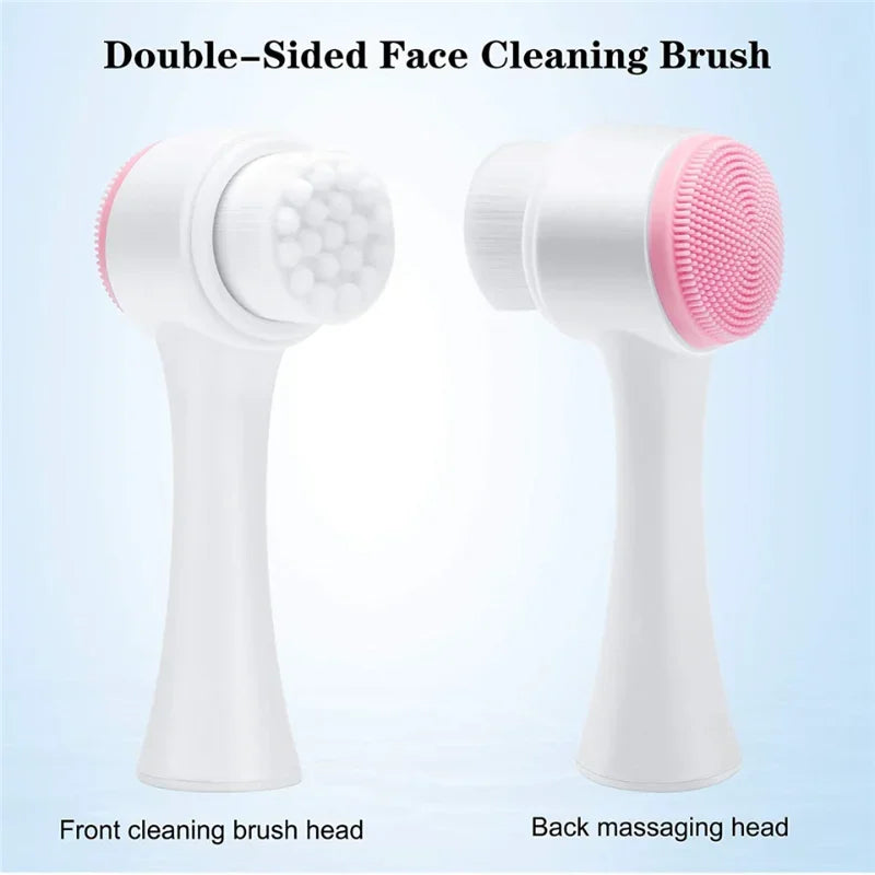 3D double silicone facial cleansing brush