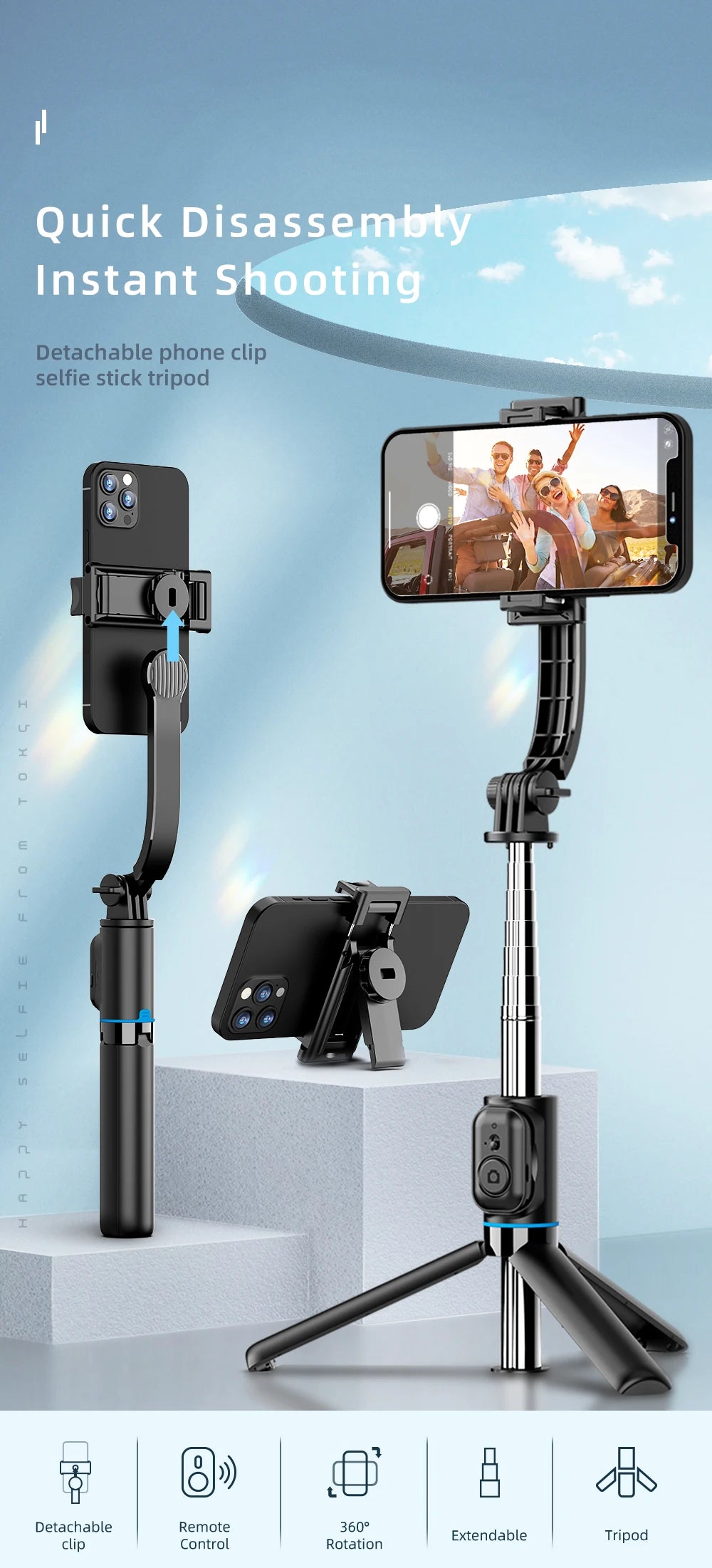 W&O C01 Telescopic Selfie Stick Tripod Monopod