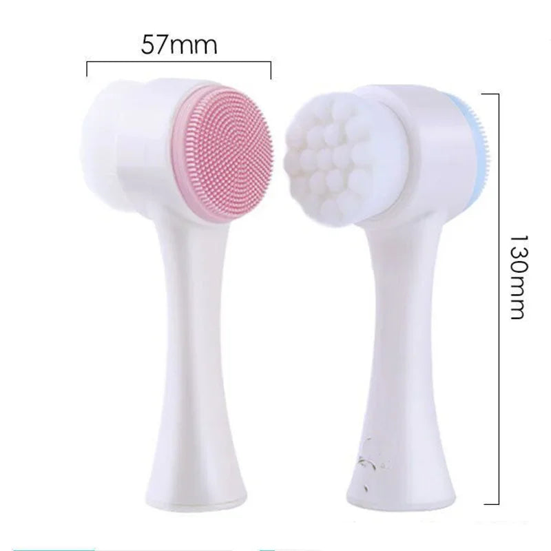 3D double silicone facial cleansing brush