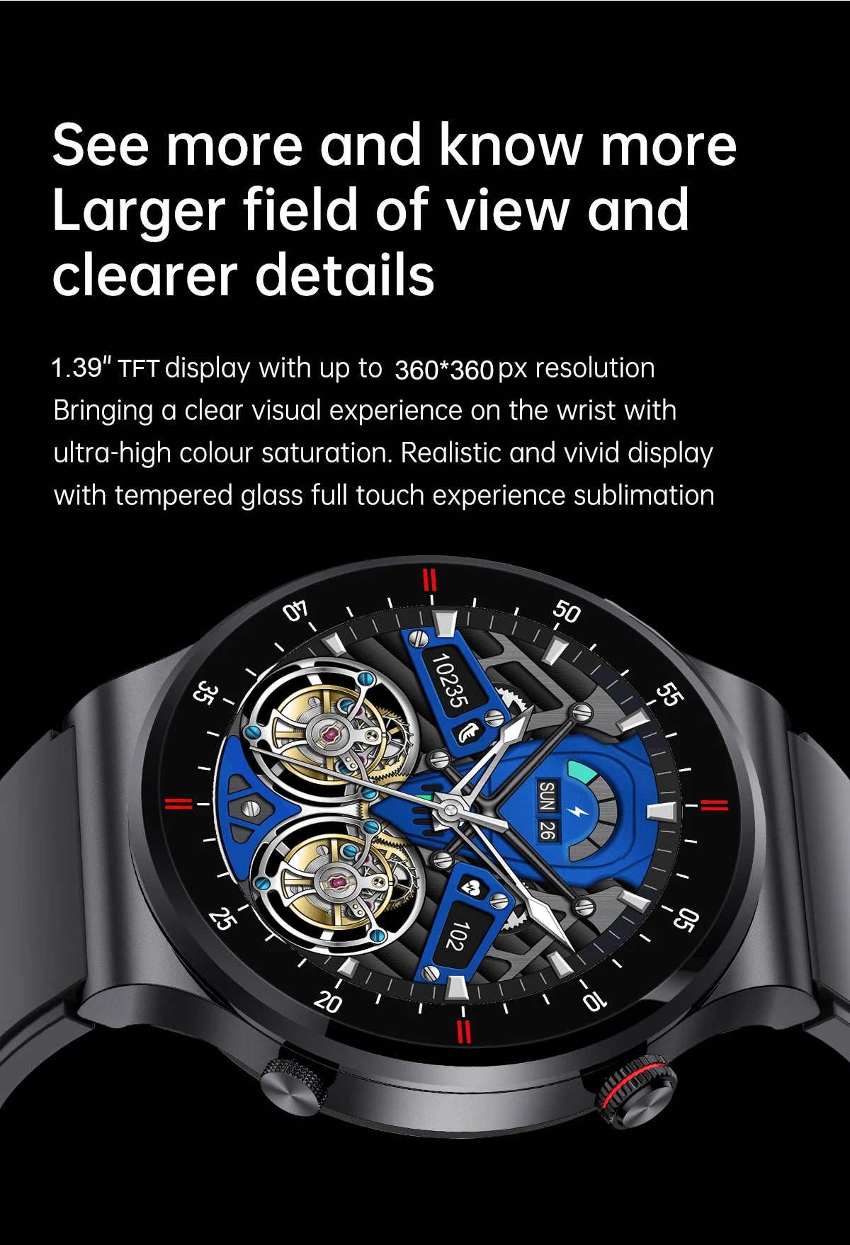 LIGE 1.39inch HD Bluetooth Call Smart Watch